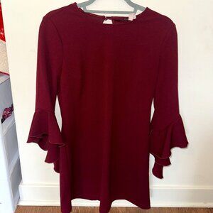 Bell Sleeve Dress Wine Burgundy Size 5/6
